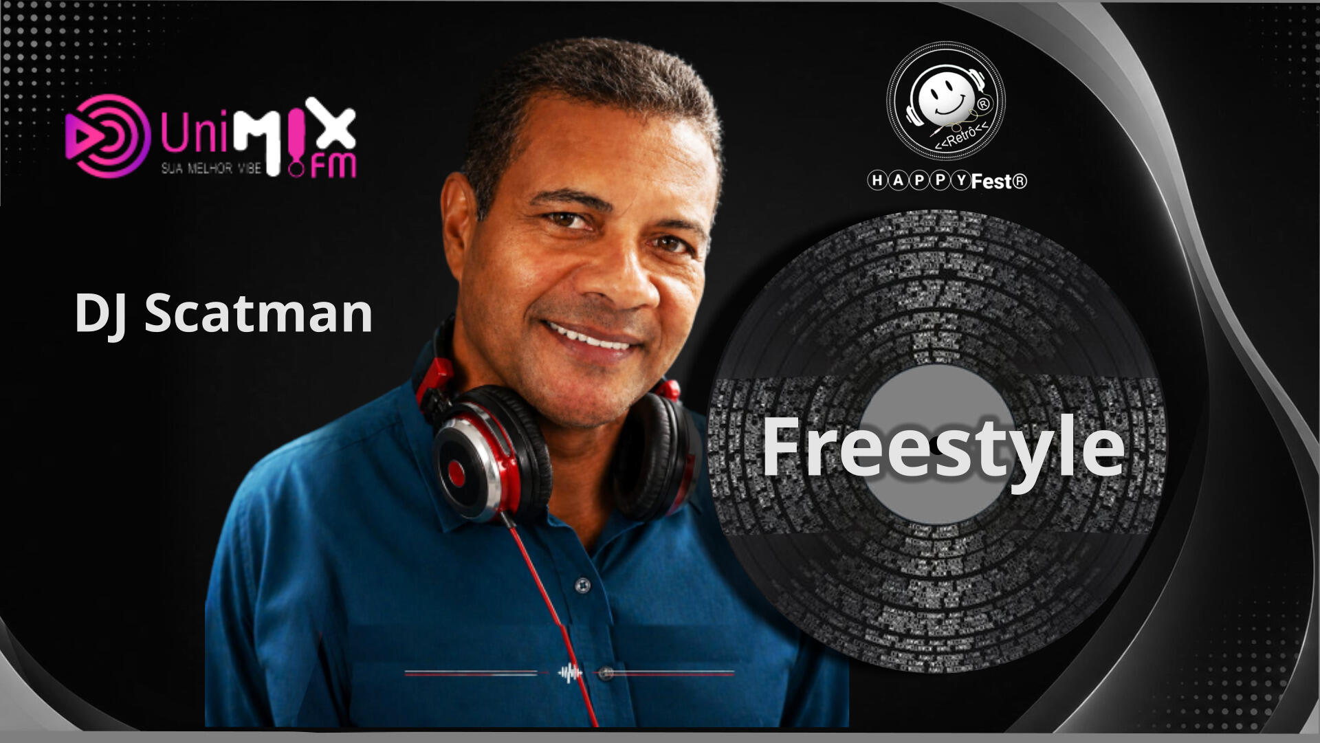 🎧 DJ Scatman, Especialista no contagiante Freestyle, levará para a pista grandes clássicos dos anos 80 e 90, com músicas românticas e dançantes que fizeram história nas melhores pistas de dança.